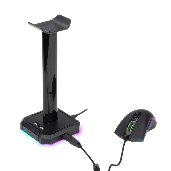 Redragon HA300 Scepter Pro Headset Stand RGB Backlit Gaming Headphone Stand with Aluminum Supporting Bar