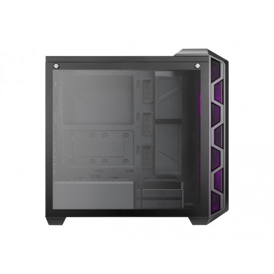 Cooler Master MasterCase H500 ATX Mid-Tower, tempered glass panel, two 200mm RGB fans with Controller and Case Handle for Transport