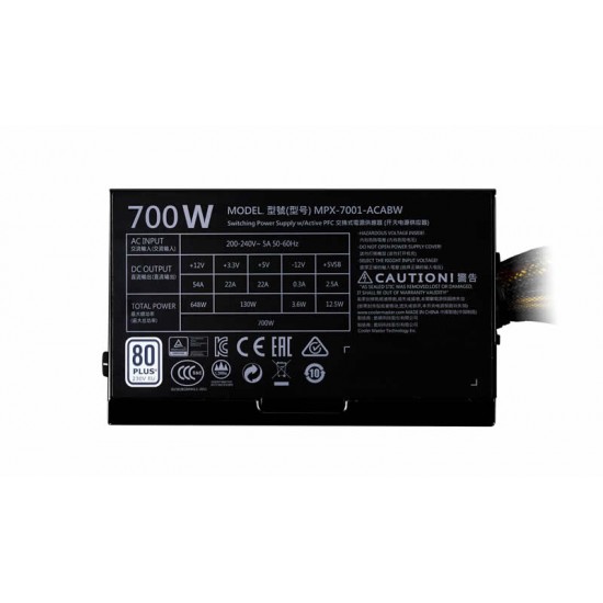COOLER MASTER MasterWatt Lite 230V (ErP 2013) 700W MPX-7001-ACABW-KS ATX 12V V2.31 ErP 2013 Lot6 Active PFC Power Supply COOLER MASTER MasterWatt Lite 230V (ErP 2013) 700W MPX-7001-ACABW-KS ATX 12V V2.31 ErP 2013 Lot6 Active PFC Power Supply