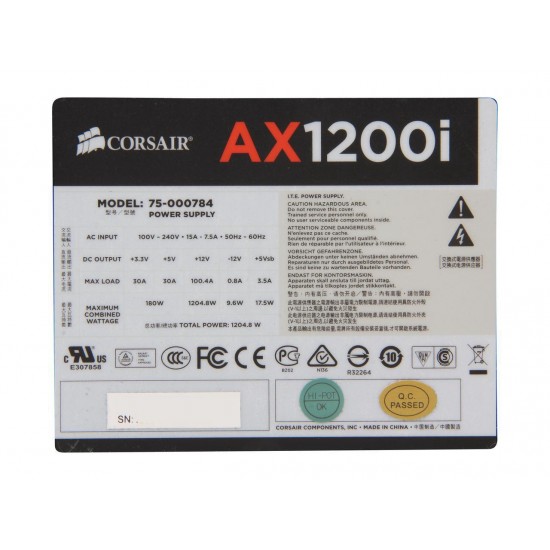 CORSAIR AXi Series AX1200i Digital 1200W 80 PLUS PLATINUM Haswell Ready Full Modular ATX12V & EPS12V SLI and Crossfire Ready Power Supply with C-Link Monitoring and Control