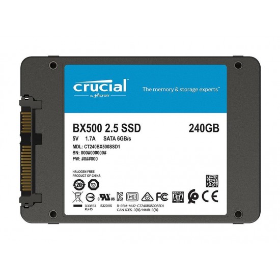 Crucial BX500 2.5" 240GB SATA III 3D NAND Internal Solid State Drive (SSD)