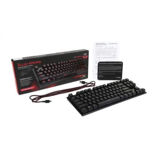 HyperX Alloy FPS Pro - Tenkeyless Mechanical Gaming Keyboard - 87-Key, Ultra-Compact Form Factor - Linear & Quiet - Cherry MX Red - Red LED Backlit