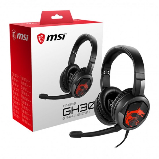 MSI Immerse GH30 Gaming Headset - Stereo - Mini-phone - Wired - 32 Ohm - 20 Hz - 20 kHz - Over-the-head - Binaural - Circumaural - 4.92 ft Cable - Uni-directional Microphone