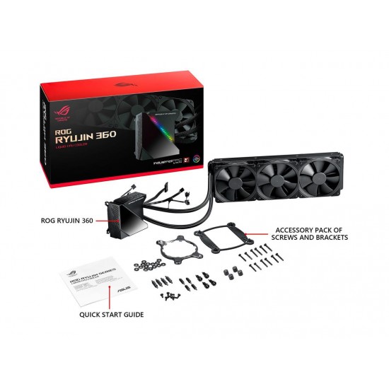 ASUS ROG Ryujin 360 RGB AIO Liquid CPU Cooler 360mm Radiator (Three 120mm 4-pin Noctua iPPC PWM Fans) with LIVEDASH OLED Panel and FanXpert Controls