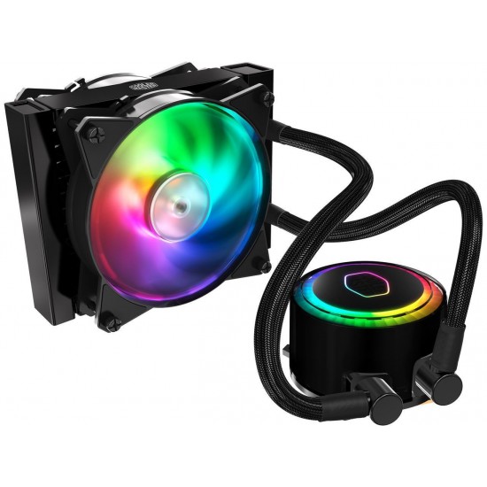 Cooler Master MasterLiquid ML120R Addressable RGB AIO CPU Liquid Cooler, 28 Independently-Controlled LEDS, Robust Sleeved FEP Tubing, Dual 120mm ARGB Air Balance MF