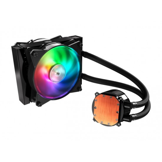 Cooler Master MasterLiquid ML120R Addressable RGB AIO CPU Liquid Cooler, 28 Independently-Controlled LEDS, Robust Sleeved FEP Tubing, Dual 120mm ARGB Air Balance MF