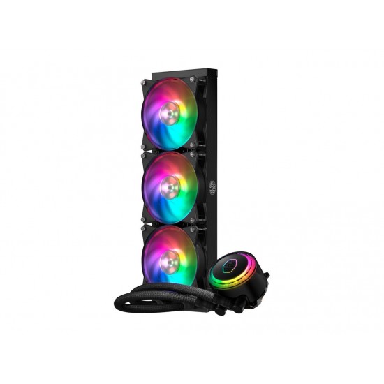 Cooler Master MasterLiquid ML360R Addressable RGB AIO CPU Liquid Cooler, 36 Independently-Controlled LEDS, Robust Sleeved FEP Tubing, Triple 120mm ARGB Air Balance MF