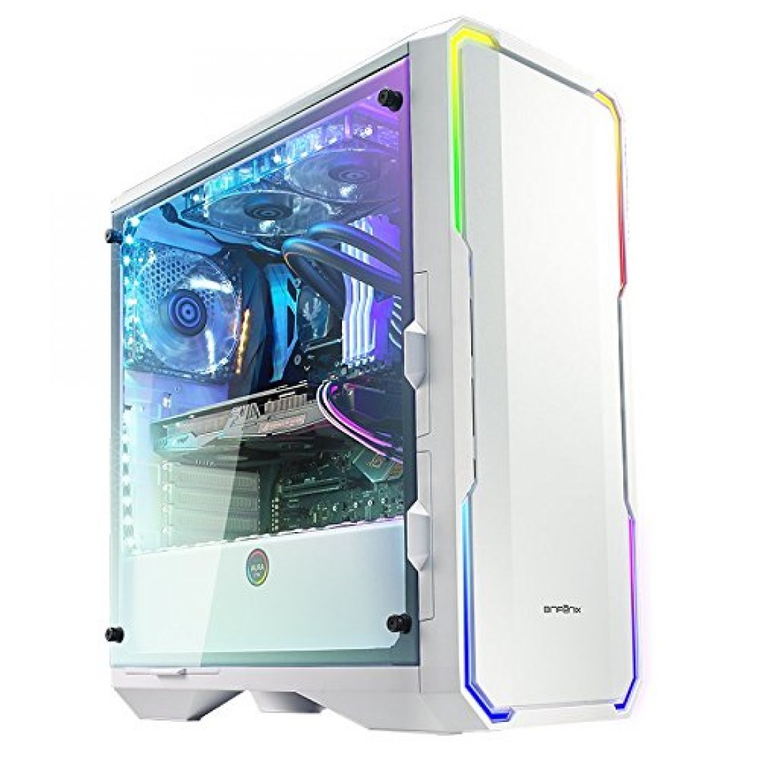 White pc. Корпус BITFENIX Enso. Компьютерный корпус BITFENIX Enso White. Корпус компьютерный белый синий BITFENIX. Игровой компьютер белый.