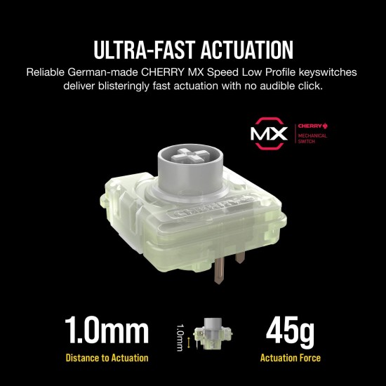 CORSAIR K70 RGB MK.2 RAPIDFIRE Low Profile - Backlit RGB LED - USB Passthrough & Media Controls - Fastest & Linear Low Profile - Cherry MX Speed