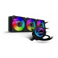 AORUS RGB AIO Liquid Cooler 360, 360mm Radiator, Triple 120mm Windforce PWM Fans, Customizable Full Color LCD Display, Advanced RGB Lighting and Control, Intel 115X/2066, AMD AM4, TR4