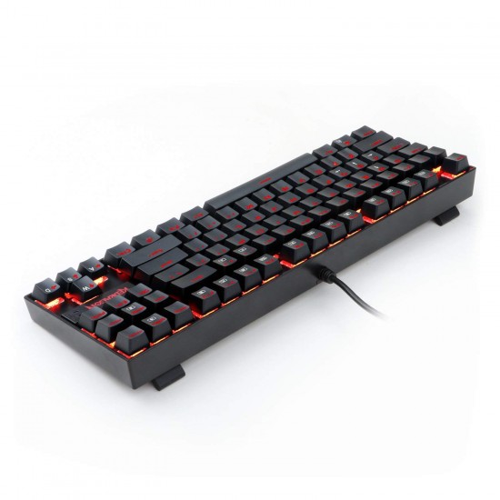 Redragon K552 RED LED Backlit Mechanical Gaming Keyboard Small Compact 87 Key Metal Mechanical Computer Keyboard KUMARA USB Wired Cherry MX Blue Equivalent Switches for Windows PC Gamers - Black