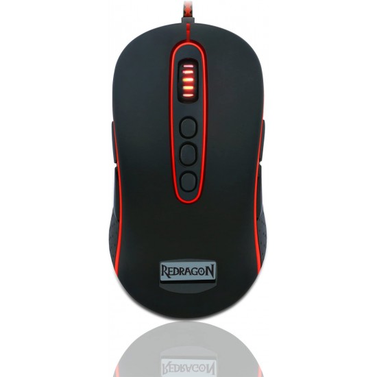 Redragon M906 Gaming Mouse, Ambidextrous (Left Handed & Right Handed) 4000 DPI Mice for PC, 9 Programmable Buttons, 5 User Profiles, Omron Switches, Unique Status Display