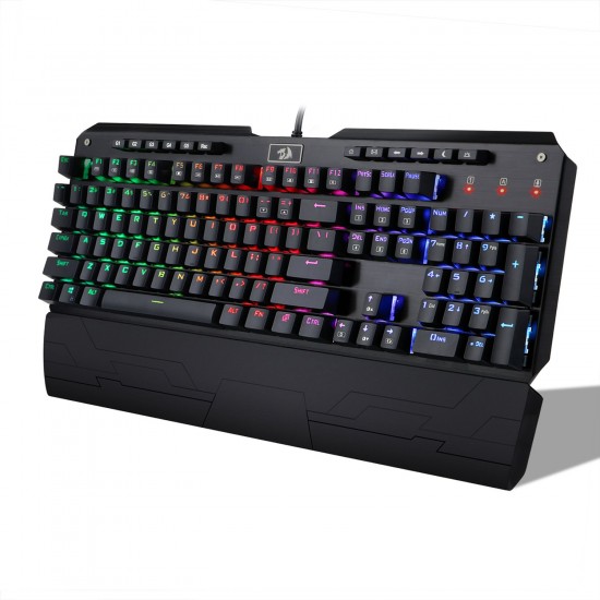 Redragon K555 Mechanical Gaming Keyboard with Blue Switches, Macro Recording, Wrist Rest, Full Size, Indrah, for Windows PC Gamer (RGB LED Backlit)