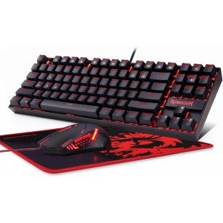 Redragon K552-BA Mechanical Gaming Keyboard and Mouse Combo & Large Mouse Pad, 87 Key RED LED Backlit Keyboard for Windows PC (Keyboard, Mouse, Mousepad Set) Redragon K552-BA Mechanical Gaming Keyboard and Mouse Combo & Large Mouse Pad, 87 Key RED LED Backlit Keyboard for Windows PC (Keyboard, Mouse, Mousepad Set)