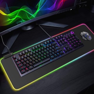 RGB Gaming Mouse Mat Pad - Large Extended Led Mousepad with 14 Lighting  Modes 2 Brightness, Anti-Slip Rubber Base with Waterproof Coating Mouse Mat