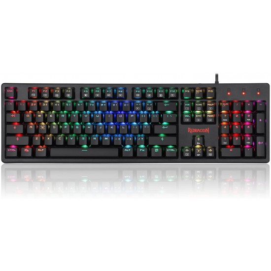 Redragon K578 Mechanical Gaming Keyboard Wired USB RGB LED Backlit 104 Keys Mechanical Gamers Keyboard for Computer PC Laptop Quiet Cherry Brown Switches Equivalent