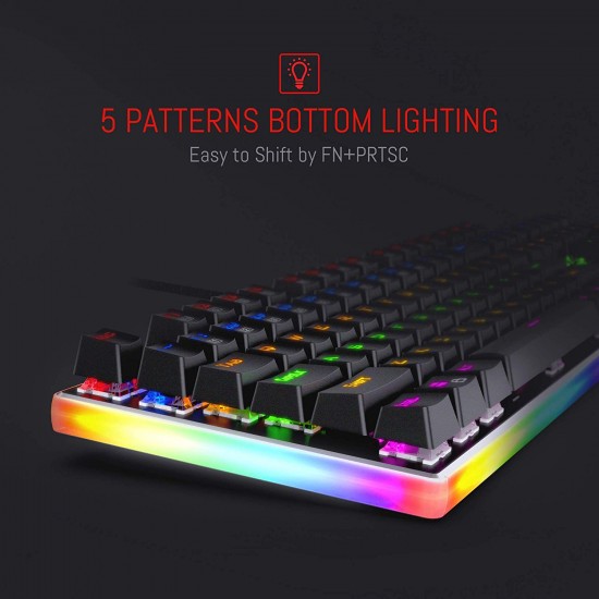 Redragon K577R Kali Mechanical Gaming Keyboard, Rainbow Backlit, Wired Competitive Ergonomic Keyboard with Tactile Brown Switches for Esports, Letter Typing with PC and Laptop, 104 Keys