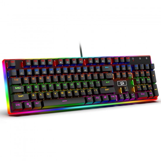 Redragon K577R Kali Mechanical Gaming Keyboard, Rainbow Backlit, Wired Competitive Ergonomic Keyboard with Tactile Brown Switches for Esports, Letter Typing with PC and Laptop, 104 Keys