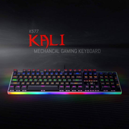 Redragon K577R Kali Mechanical Gaming Keyboard, Rainbow Backlit, Wired Competitive Ergonomic Keyboard with Tactile Brown Switches for Esports, Letter Typing with PC and Laptop, 104 Keys