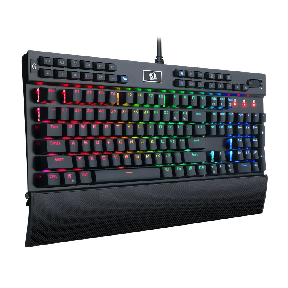 Redragon K550 RGB Yama 131 Key RGB LED Illuminated Backlit Mechanical Keyboard — RGB LED Backlit with Macro Recording, Wrist Rest, Volume Control, Full Size, Yama, USB Passthrough for Windows PC Gamer (Black)