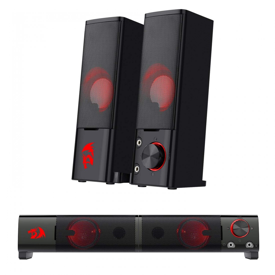 Redragon Orpheus GS550 Stereo Gaming Speakers Sound bar for PC with Red LED Backlight and Volume