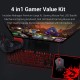 Redragon K552-BB Mechanical Gaming Keyboard and Mouse Combo & Large Mouse Pad & PC Gaming Headset with Mic, 87 Key RED LED Backlit Keyboard for Windows PC (Keyboard, Mouse, Headset Mousepad Set)