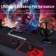 Redragon K552-BB Mechanical Gaming Keyboard and Mouse Combo & Large Mouse Pad & PC Gaming Headset with Mic, 87 Key RED LED Backlit Keyboard for Windows PC (Keyboard, Mouse, Headset Mousepad Set)