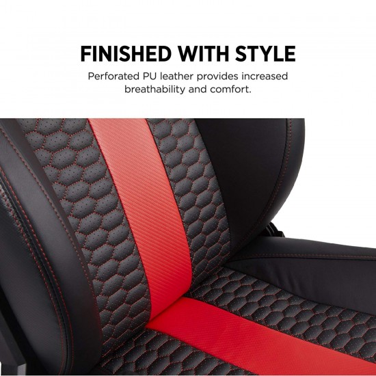 CORSAIR CF-9010008 WW T2 ROAD WARRIOR Gaming Chair Comfort Design, Black/Red