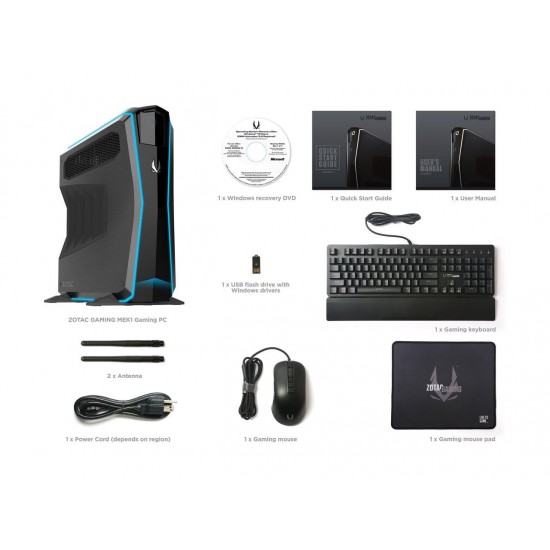 ZOTAC GAMING MEK1 GAMING PC NVIDIA GeForce GTX 1070 Ti Intel Core i7-7700 (3.60 GHz) 16 GB DDR4 240 GB NVMe SSD 1 TB HDD Windows 10 SPECTRA Lighting Ultra-Slim Design Mini ITX Desktop