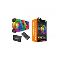 Cougar Hydraulic Vortex RGB SPB 120 mm PMW HDB Cooling Kit with addressable RGB Lighting, Core Box v2, Remote Controller and Three Vortex RGB SPB 120 Cooling Fans (3 Pack) Cougar Hydraulic Vortex RGB SPB 120 mm PMW HDB Cooling Kit with addressable RGB Lighting, Core Box v2, Remote Controller and Three Vortex RGB SPB 120 Cooling Fans (3 Pack)