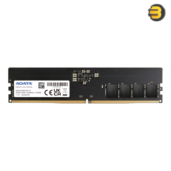 ADATA 16GB 4800MHZ DDR5 SINGLE STICK MEMORY MODULE - AD5U480016G-S