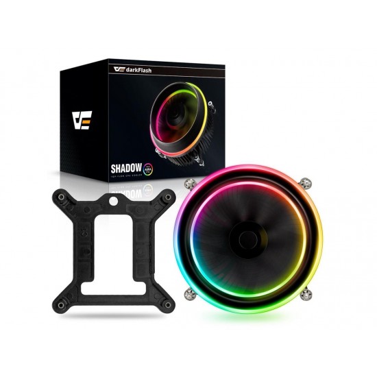darkFlash Shadow PWM Aluminum CPU Cooler LED Addressable RGB Motherboard Cooling Fan for Intel Core i7/i5/i3