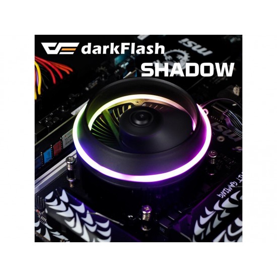 darkFlash Shadow PWM Aluminum CPU Cooler LED Addressable RGB Motherboard Cooling Fan for Intel Core i7/i5/i3