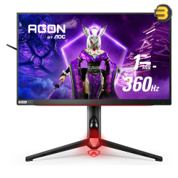 AOC Agon PRO AG254FG 25 Inch Gaming Monitor, FHD 1920x1080, 360Hz, 1ms, DisplayHDR 400, G-SYNC + Reflex, Console Ready, Light FX, Low Input Lag, Height-Adjustable