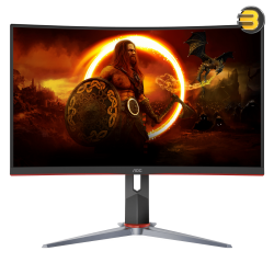 AOC C27G2Z2 27 Inch Curved Frameless Ultra-Fast Gaming Monitor — FHD 1920 X 1080, 250Hz 0.5ms, HDMI, Adaptive Sync, Height Adjustable Stand, High Dynamic Range, G-MENU, Black