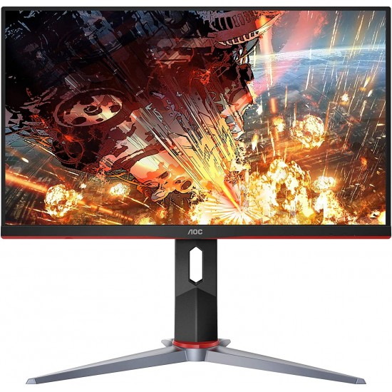 AOC 24G2 24" Frameless Gaming IPS Monitor, FHD 1080P, 1ms 144Hz, Freesync, HDMI/DP/VGA, Height Adjustable, Black/Red