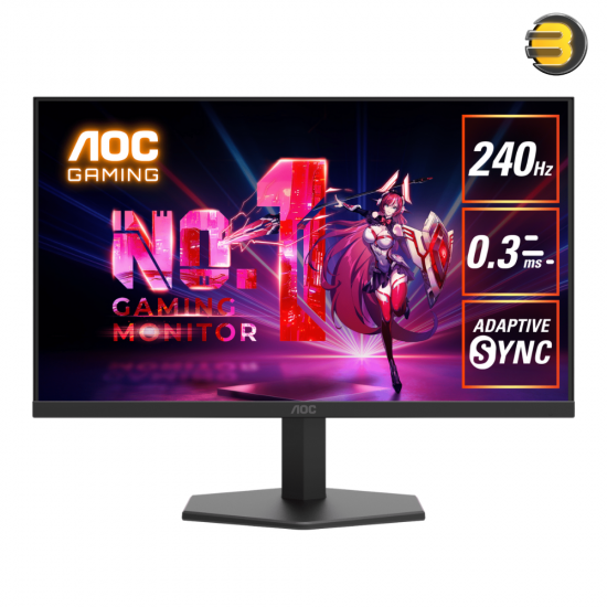 AOC 24G11ZE 23.8'' Full HD (1920×1080) Fast IPS Gaming Monitor – 240Hz (OC), 0.3ms MPRT, HDR10, Adaptive-Sync, HDMI & DisplayPort