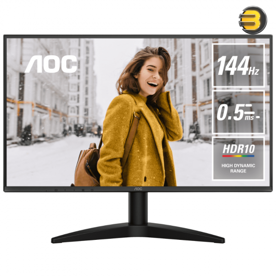 AOC 24B36X 23.8'' Full HD (1920×1080) IPS Monitor – 144Hz, 0.5ms MPRT, HDR10, Adaptive-Sync, HDMI & DisplayPort