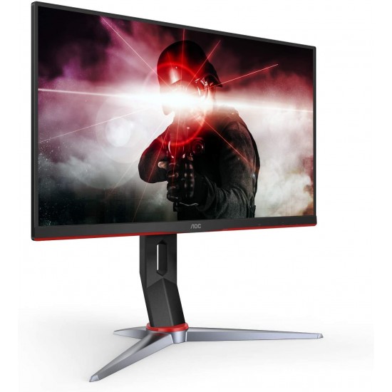 AOC 27G2 27" Frameless Gaming IPS Monitor, FHD 1080P, 1ms 144Hz, NVIDIA G-SYNC Compatible + Adaptive-Sync, Height Adjustable, 3-Year Zero Dead Pixel Guarantee, Black/Red