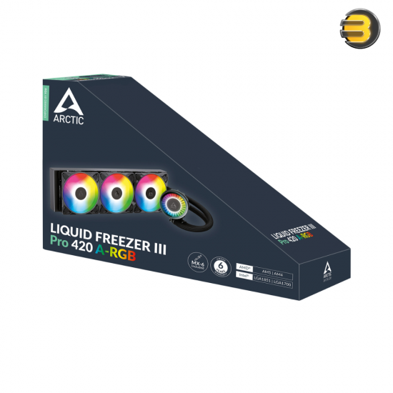 ARCTIC Liquid Freezer III Pro 420 A-RGB Multi-Compatible All-in-One CPU Water Cooler - 420mm Radiator, Triple 140mm A-RGB PWM Fans, Integrated VRM Fan, High-Performance Liquid Cooling for Intel & AMD Processors ARCTIC Liquid Freezer III Pro 420 A-RGB Multi-Compatible All-in-One CPU Water Cooler - 420mm Radiator, Triple 140mm A-RGB PWM Fans, Integrated VRM Fan, High-Performance Liquid Cooling for Intel & AMD Processors