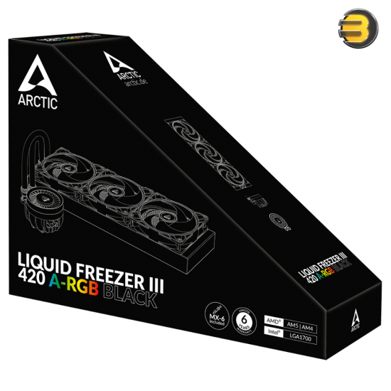 Arctic Liquid Freezer III 420 A-RGB (Black) AIO CPU Cooler - Intel 1851/1700 & AMD AM5/AM4 Compatible - 420mm Radiator - Triple P14 PWM A-RGB Fans - Copper Cold Plate - MX-6 Pre-Applied Thermal Paste - Customizable A-RGB Lighting