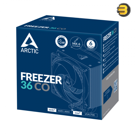 ARCTIC Freezer 36 CO Multi-Compatible Tower CPU Cooler - Dual 120mm P-Fans, Continuous Operation Design, Optimized Heatpipe Cooling, Compatible with Intel & AMD Sockets, Durable and Quiet Performance