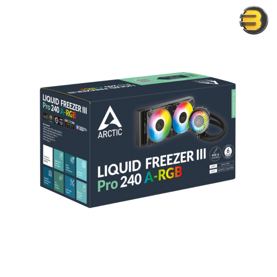 ARCTIC Liquid Freezer III Pro 240 A-RGB Multi-Compatible All-in-One CPU Water Cooler - 240mm Radiator, Dual 120mm A-RGB PWM Fans, Integrated VRM Fan, High-Performance Liquid Cooling for Intel & AMD Processors ARCTIC Liquid Freezer III Pro 240 A-RGB Multi-Compatible All-in-One CPU Water Cooler - 240mm Radiator, Dual 120mm A-RGB PWM Fans, Integrated VRM Fan, High-Performance Liquid Cooling for Intel & AMD Processors