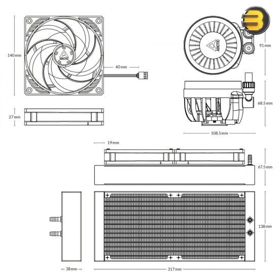 Liquid Freezer III 280 AIO CPU Cooler - Intel 1851/1700 & AMD AM5/AM4 Compatible - 280mm Radiator - Dual P14 PWM Fans - Copper Cold Plate - MX-6 Pre-Applied Thermal Paste