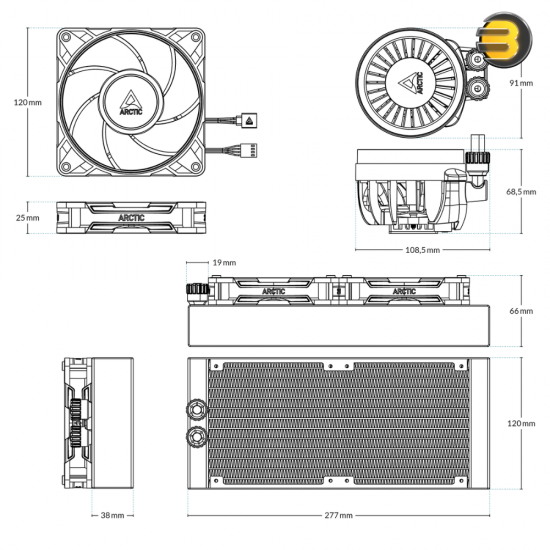 ARCTIC Liquid Freezer III Pro 240 Multi-Compatible All-in-One CPU Water Cooler - 240mm Radiator, Dual 120mm PWM Fans, Integrated VRM Fan, High-Performance Liquid Cooling for Intel & AMD Processors