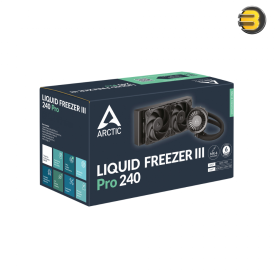 ARCTIC Liquid Freezer III Pro 240 Multi-Compatible All-in-One CPU Water Cooler - 240mm Radiator, Dual 120mm PWM Fans, Integrated VRM Fan, High-Performance Liquid Cooling for Intel & AMD Processors
