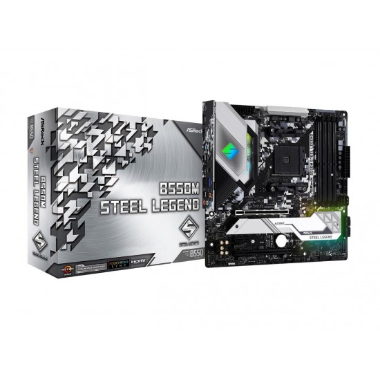 ASRock B550M STEEL LEGEND AM4 AMD B550 SATA 6Gb/s Micro ATX AMD Motherboard ASRock B550M STEEL LEGEND AM4 AMD B550 SATA 6Gb/s Micro ATX AMD Motherboard