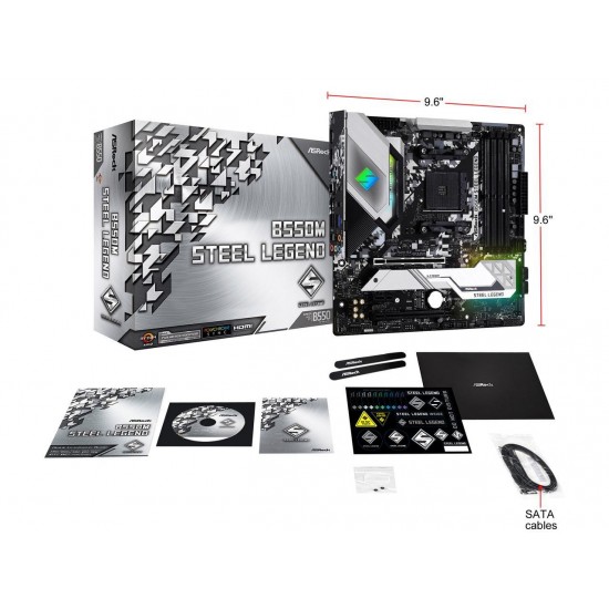 ASRock B550M STEEL LEGEND AM4 AMD B550 SATA 6Gb/s Micro ATX AMD Motherboard ASRock B550M STEEL LEGEND AM4 AMD B550 SATA 6Gb/s Micro ATX AMD Motherboard