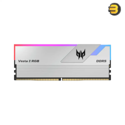 Acer Predator Vesta II DDR5 32GB (2x16GB) 6000MHz 1Rx8 CL32 Silver — High-Performance Gaming Memory Kit, Optimized for Intel & AMD Platforms, Enhanced Stability, Low Latency, Overclocking Ready, Compatible with Latest Motherboards