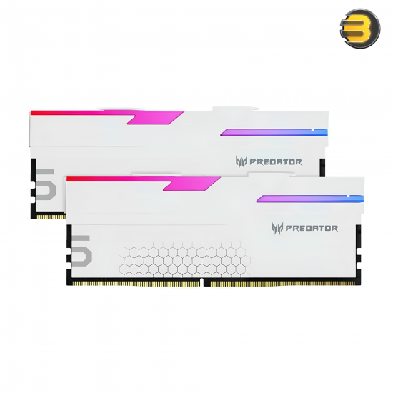 Acer Predator Vesta II RGB 48GB (2x24GB) DDR5-6000 CL28 Desktop RAM – XMP 3.0 & EXPO Certified, White Heatsink with aRGB